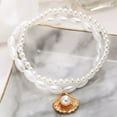 thumbnail image 4 of Shell Anklets Set Pearl Layered Ankle Bracelet Elastic Beach Foot Chain Jewelry for Women, 4 of 5