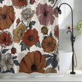thumbnail image 2 of Vintage Floral Shower Curtain, 72" x 84", Red Pink Yellow White Flowers Retro Linen Waterproof Bathroom Curtain Washable Shower Curtain Set with 12 Hooks, 2 of 8