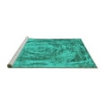 thumbnail image 2 of Ahgly Company Machine Washable Indoor Rectangle Abstract Turquoise Blue Modern Area Rugs, 3' x 5', 2 of 4