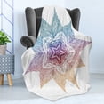 thumbnail image 4 of Star Mandala Soft Flannel Fleece Blanket, Ornate Mandala Composition with Feather Leaves PatternMiddle East Star Motif, Cozy Plush for Indoor and Outdoor Use, 70" x 90", Multicolor, by Ambesonne, 4 of 5