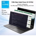 thumbnail image 6 of HP 250R G9 Laptop, 15.6 FHD 1920 x 1080 FHD Display, 8GB RAM 256GB SSD, Intel 6-Core i3-1315U(Up to 4.5GHZ) , HD Audio, WiFi 6, Bluetooth 5.3, Dark Ash Silver, 6 of 8
