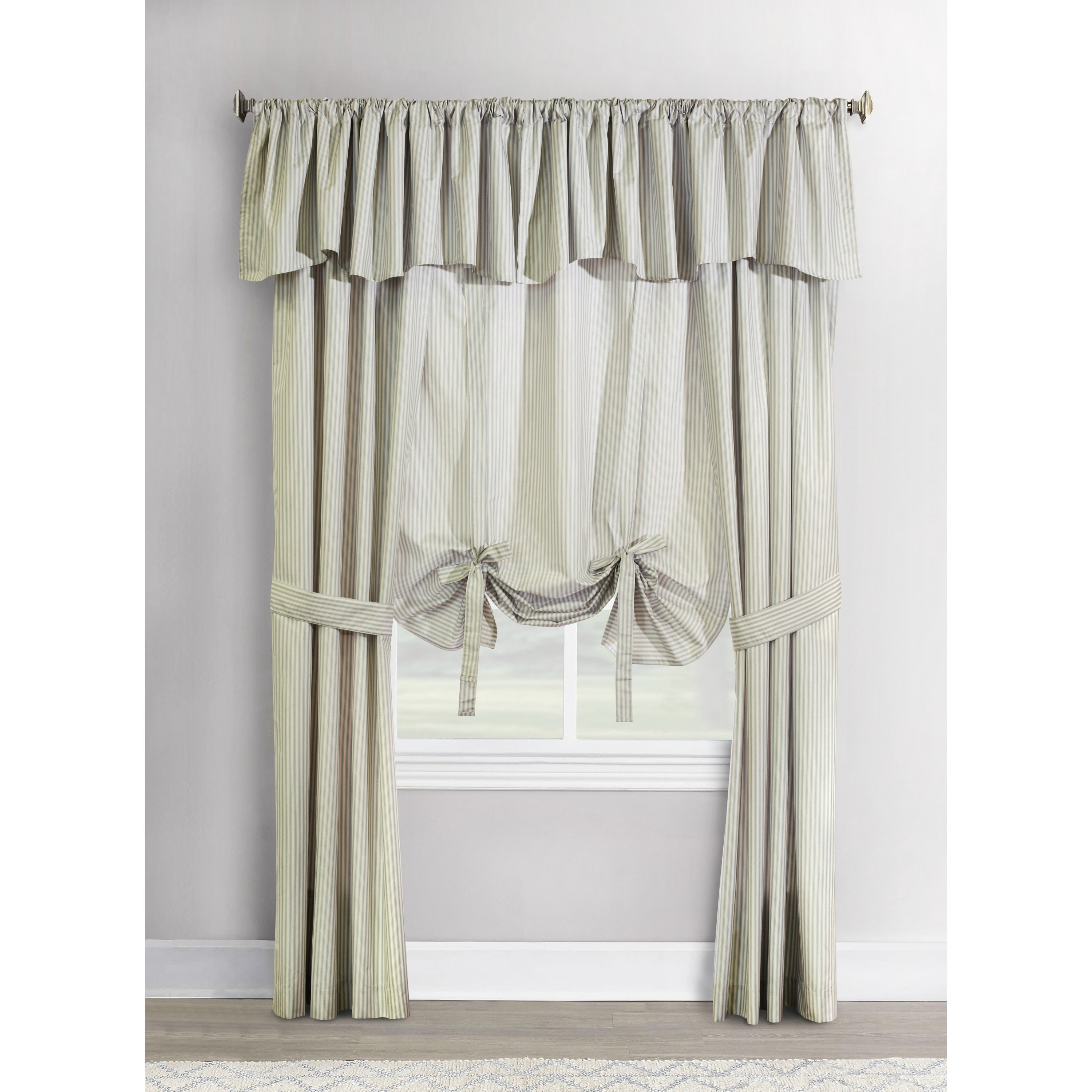 Twinning Pole Top Window Curtain Panel Pair each 40" x 45" in Sage