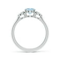 thumbnail image 2 of ANGARA Natural 1 ct Aquamarine and Diamond Three Stone Engagement Ring in 925 Sterling Silver for Women (Size-8x6mm) | March Birthstone, Anniversary, Jewelry Gift for Women | Natural Aquamarine Ring, 2 of 9