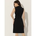 thumbnail image 4 of Vestido de oficina de trabajo Allegra K con cinturón y solapa con muescas sin mangas para mujer Negro M, 4 of 4
