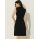 thumbnail image 4 of Vestido de oficina de trabajo con cinturón y solapa con muescas sin mangas para mujer Negro S, 4 of 4