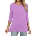 thumbnail image 2 of MOSHU 3 Pack 3/4 T Shirts for Womens Crew Neck Womens Shirts Dressy Basics Tees Casual Loose Fit Fall Tops, 2 of 10
