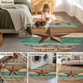 thumbnail image 5 of Round Area Rugs Collection 6 Ft, Western Texas Star Retro Non-Slip Residential Carpet, Vintage Farmhouse Brown Teal Wooden Indoor Crawling Mats Runner Rugs for Living Room/Dining Room/Bedroom, 5 of 8