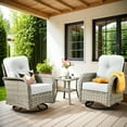 thumbnail image 5 of XIZZI 3-Piece Patio Furniture Set High Back Patio Conversation Chairs Set Outdoor Swivel Glider Rocker Chairs Wicker Outdoor Rocking Swivel Chairs with Side Table for Porch, Gray, 5 of 11