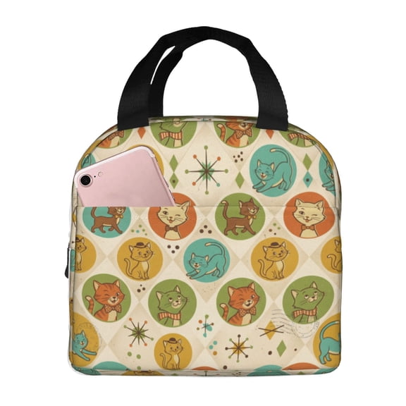 Cute Cat Lunch Bag For Women, Insulated Reusable Lunch Tote Bag, Large Capacity Lunch Box For Work, Leakproof Cooler Bag For Office Picnic And Travel