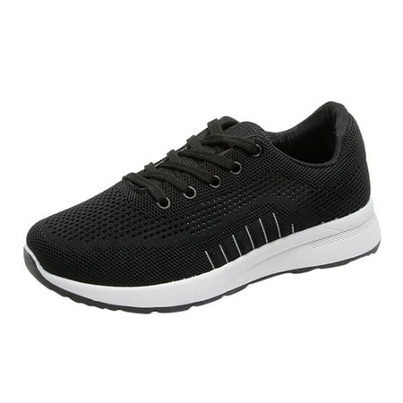 OJSFQUFP Womens Casual Shoes Ladies Shoes Low Top Breathable Mesh Casual Lightweight Sports Women Shoes Work Flats Office Shoes Women s Shoes Black 383