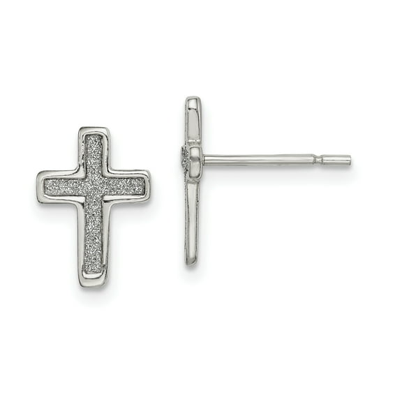 Primal Silver Sterling Silver Glitter Infused Cross Post Earrings