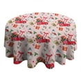 thumbnail image 4 of Pink Christmas Red Truck and Snowman Pattern Round Tablecloth 60"x60",Wrinkle Wipeable Table Cloth for Kitchen Dining Room Picnic Patio Party, 4 of 6
