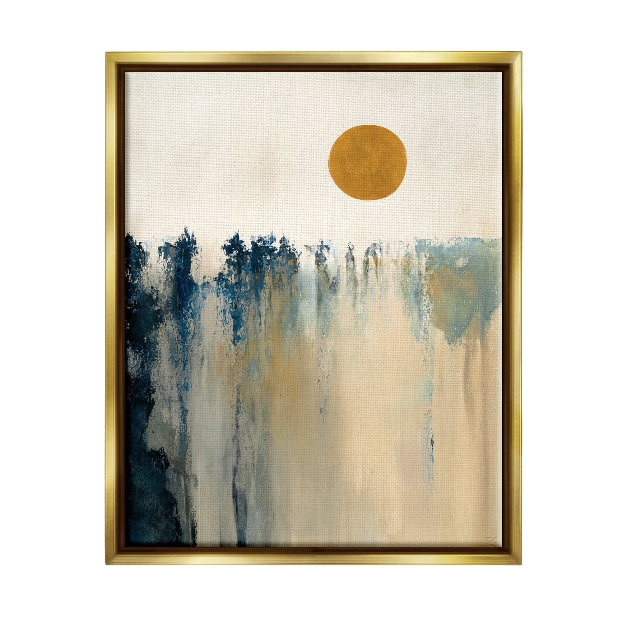 Stupell Industries Abstract Daytime Sun Landscape Fluid Shapes Design Metallic Gold Framed Floating Canvas Wall Art, 24x30, by Dina D'Argo