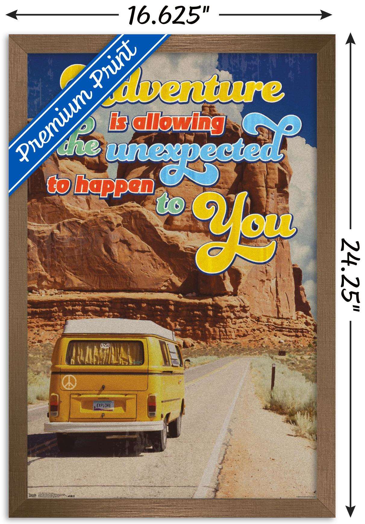 Old Van - Adventure Is Allowing The Unexpected Wall Poster, 14.725" x 22.375", Framed