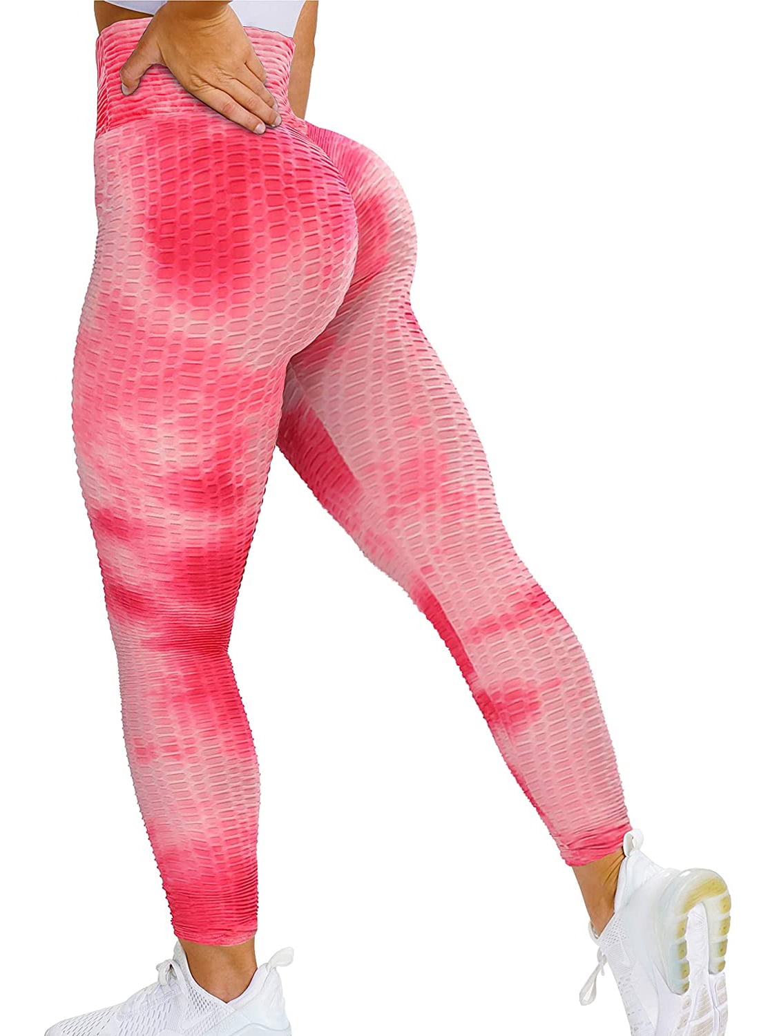 Vaslanda Women S High Waist Dietye Textured Yoga Pants Tummy Control Ruched Butt Lifting Workout