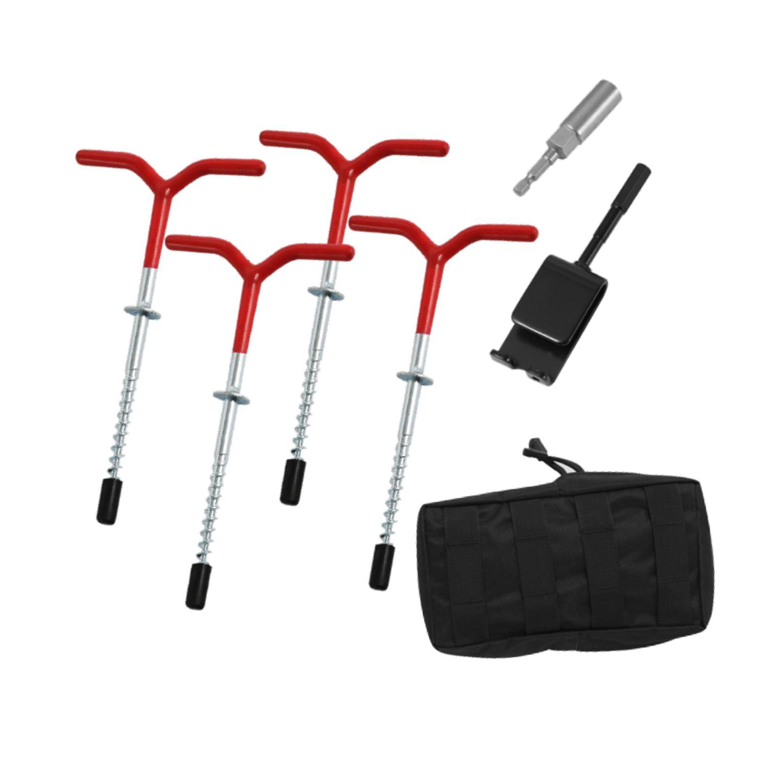 harayaa 4Pcs Ice Fishing Anchors Ice Anchor Drill Adapter Strong Anchor Tool Tent Stakes With Socket