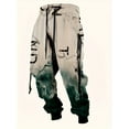 thumbnail image 4 of Men's Aztec Print Sweatpants Novelty Graphic Casual Loose Elastic Waist Drawstring Baggy Plus Size Pants For Men Gray 3XL, 4 of 4