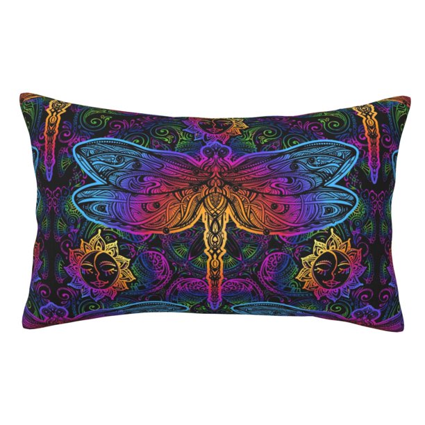 Balery Indian Mandalas Dragonfly Funda de Cojín Estampada, Regalos para Mujeres, Regalos de Amor para Ella, Regalos para Novia o Esposa, Funda de Almohada-16"x24"