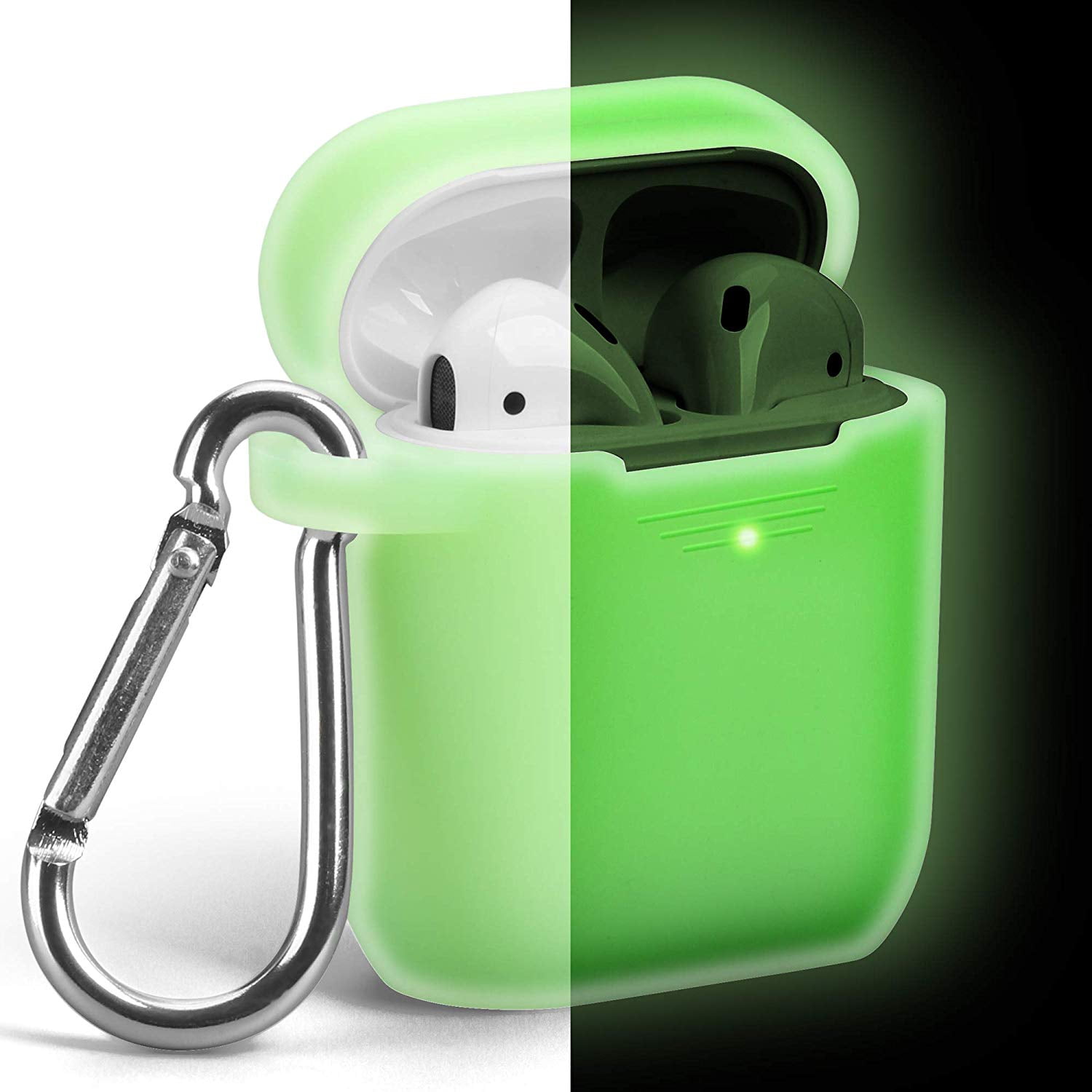 AirPods Case LED GMYLE Silicone Protective Shockproof Earbuds Case Cover Skin with Keychain Kit Set Compatible for Apple AirPods 1 & 2 (Night Glow Neon Yellow) - Walmart.com