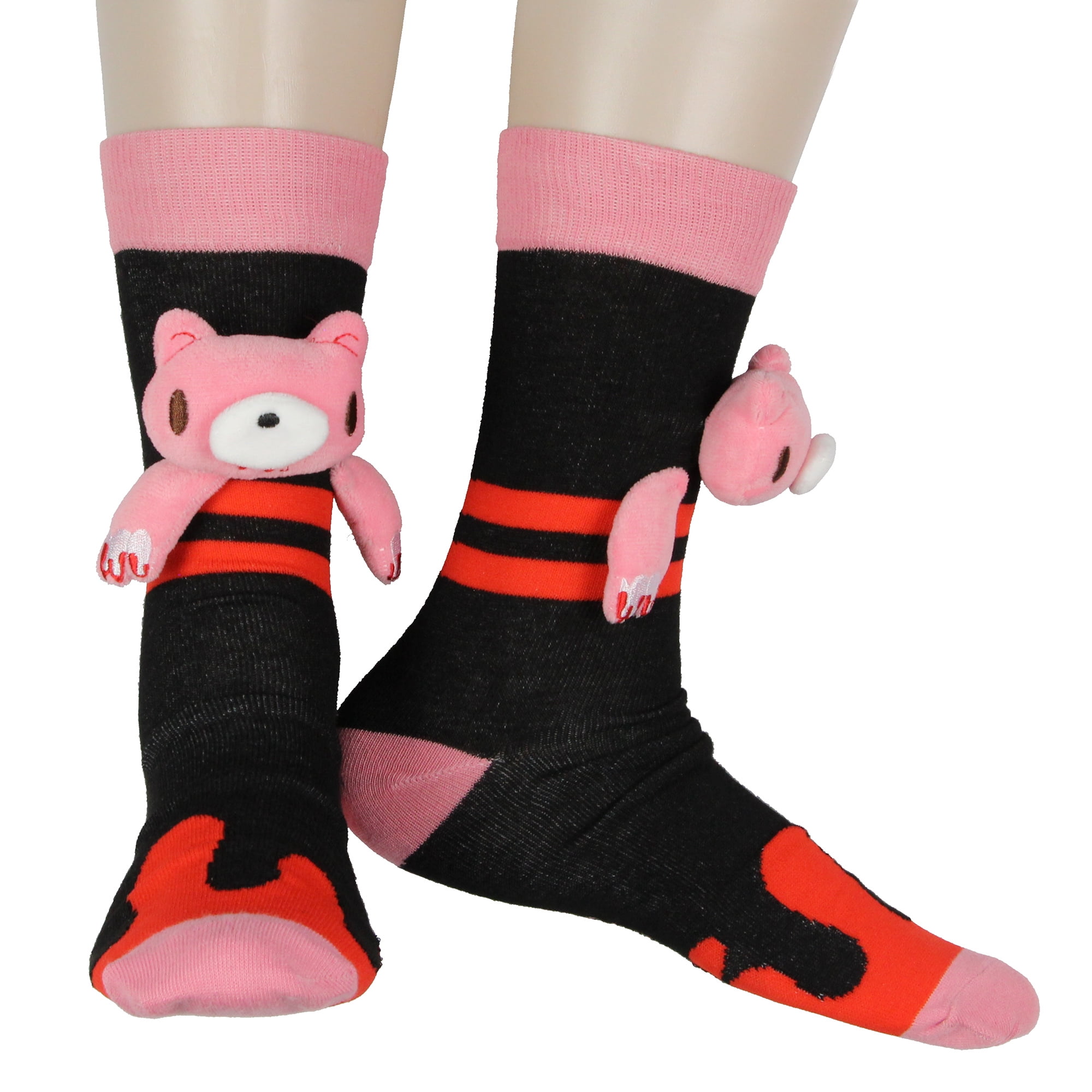 Gloomy The Naughty Grizzly Bear 3D Puffy Plushie Character Soft And Fluffy Men's Crew Socks