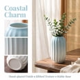 thumbnail image 2 of REGALWOVEN Modern Ceramic Flower Vase Matte Ribbed Vase, Small Decorative Vase for Desktop & Bathroom, Minimalist Centerpiece Blue 3.5" x 3.5" x 5.9", 2 of 5