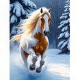thumbnail image 1 of Running Horse Winter Scene 5D Diamond Embroidery Kits DIY Art Mosaic  Rhinestone Decor, 30*40cm, frame not included.,6123, 1 of 5
