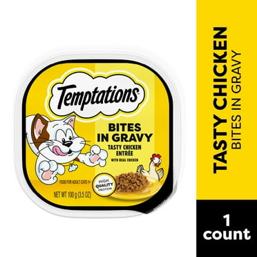 Pack of 2 Temptations Bites in Gravy Tasty Chicken Flavor Adult Wet Cat Food, 3.5 oz (Package May Vary)