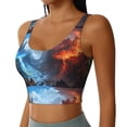 thumbnail image 2 of Fotbe Red And Blue Fire Mountains Pattern Womens' Sports Bra Longline Wirefree Padded with Medium Support Sports Moisture-Wicking Workou Vest,Tank Top-Large, 2 of 7