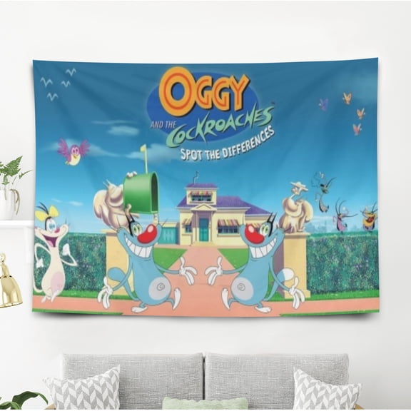 oggy and the cockroaches Tapestry Gift Wall Hanging Backdrop for Room Bedroom Girls Fans Background Banner Party Birthday Supplies Decor