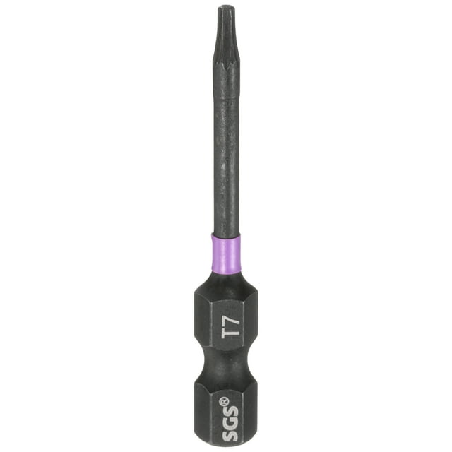 Uxcell T7 Torx Impact Screwdriver Bit 1/4" Hex Shank 2" Long Magnetic No Hole