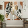 thumbnail image 3 of Boho Mid Century Kitchen Curtains Rod Pocket Bohemian Palm Leaf Abstract Modern Terracotta Arch Small Short Cafe Curtain Geometric Window Treatment Drapes Home Decor 27.5W X 39L Inch 2 Panels, 3 of 6