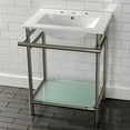 thumbnail image 2 of Kingston Brass Vpb24187w8 24" Rectangular Ceramic, Glass, Stainless Steel Console Bathroom, 2 of 7