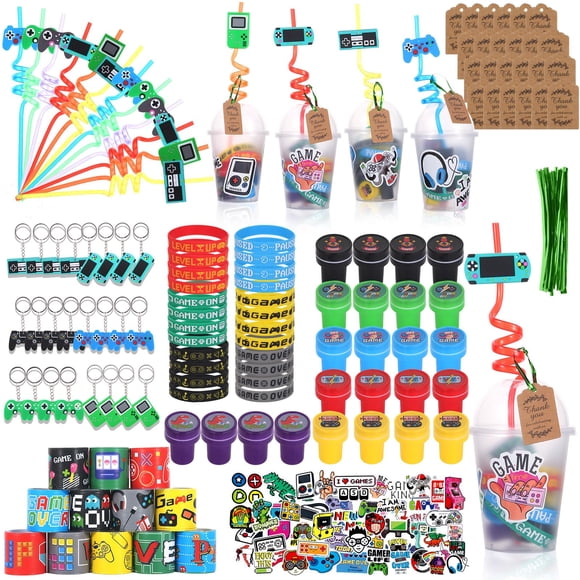 Set LiyIQ para fiestas, 292 unidades, con tazas, pajitas, pulseras y pegatinas