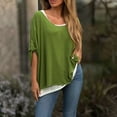 thumbnail image 5 of Long Sleeve Shirts for Women Casual, Yigetop Ladies' Autumn Fashion Solid Color Casual Comfortable Loose Long Sleeved Two Piece Top Women’S Shirts Green 3XL, 5 of 5