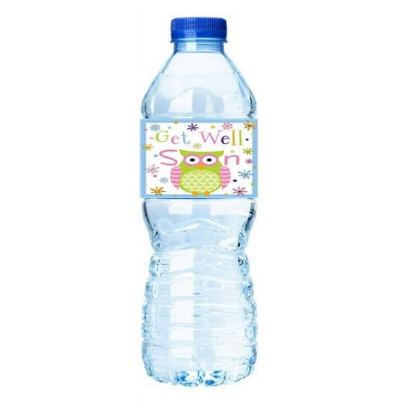 Get Well Soon-Owl-Water Bottle Labels-12pack