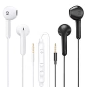 MAS CARNEY Wired Headphones Earbuds with Microphone WH9, in-Ear Wired Earphones Compatible with Samsung Huawei Vivo Oppo Mi Redmi, Black+White