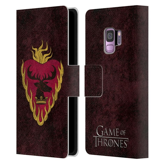 Head Case Designs Officially Licensed HBO Game of Thrones Dark Distressed Look Sigils Stannis Leather Book Wallet Case Cover Compatible with Samsung Galaxy S9