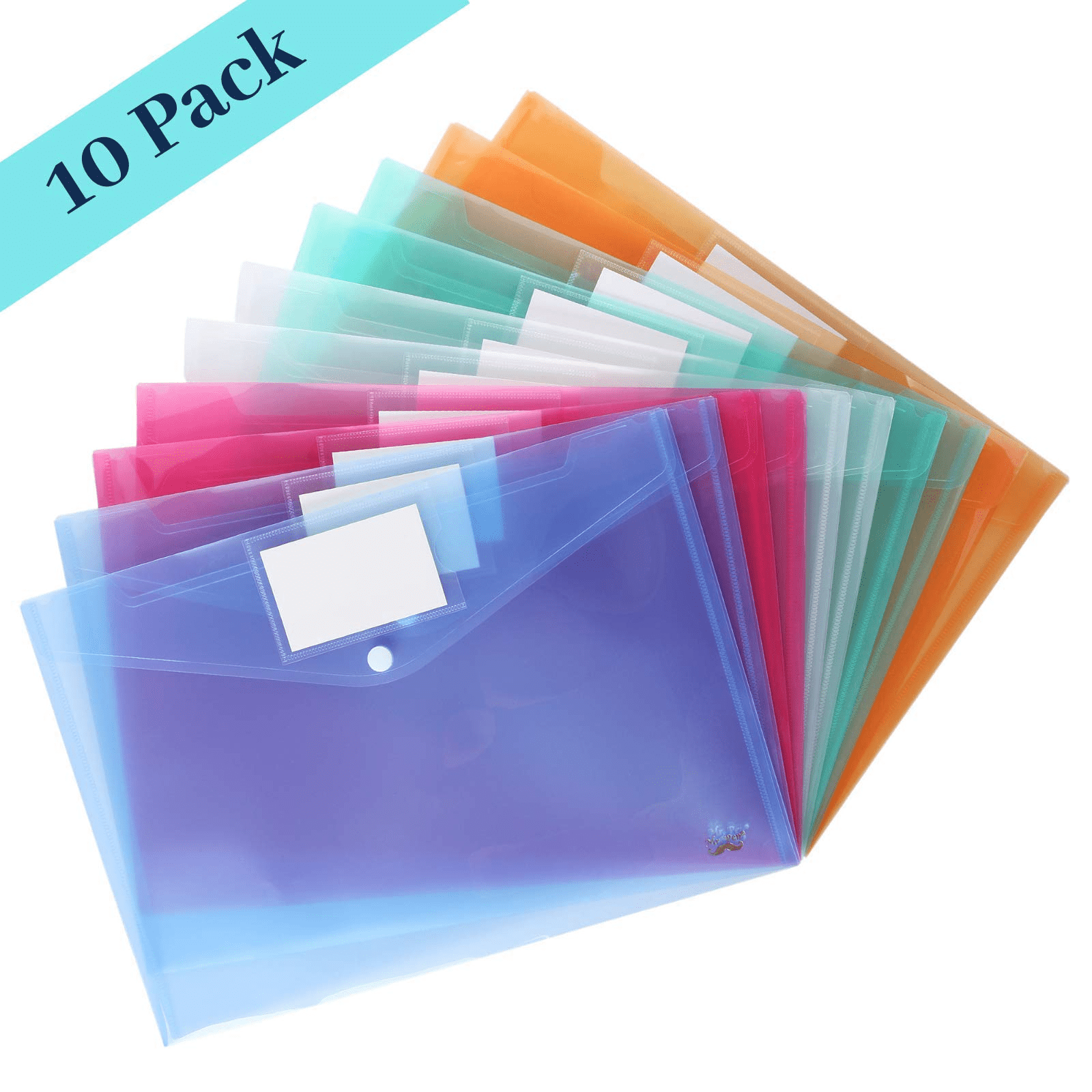 Basics Plastic Envelopes for A4 & Letter Paper with Snap Button,  10-Pack