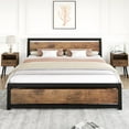 thumbnail image 3 of Towallmark Queen Size Bed Frame with Wooden Headboard, King Bed Platform Metal Bedframe Easy to Assemble, Industrial 14 inch Noise Free, Rustic Brown, 3 of 7