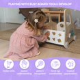 thumbnail image 5 of Cateam Carrito de Empuje de Madera con Tablero Ocupado Montessori - 4 en 1 - Centro de Actividades de Aprendizaje de Juguetes para Coche con Almacenamiento de Juguetes - Banco de Trabajo con Ruedas, 5 of 5