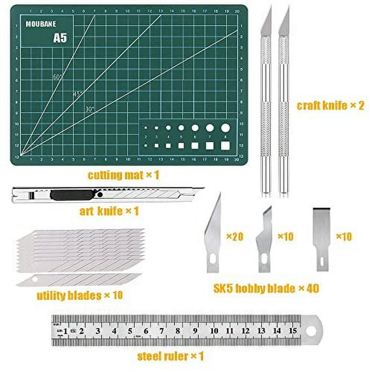 FOSHIO 2 Pack Exacto Knife, Grey Hobby Knife with 10-Piece Exacto Blades,  Craft Knife with Safety Cap, Precision Knife for Pumpkin Carving, Modeling