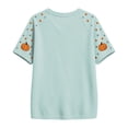 thumbnail image 3 of Jamsmile Women T-Shirts Halloween Pumpkin Football Print Round Neck T Shirts Comfort Pullovers Trendy Basic Loose Tees Shirts, 3 of 3