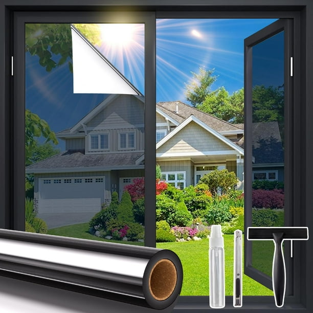 Película de privacidad para ventanas Coavas, espejo reflectante, bloque térmico UV