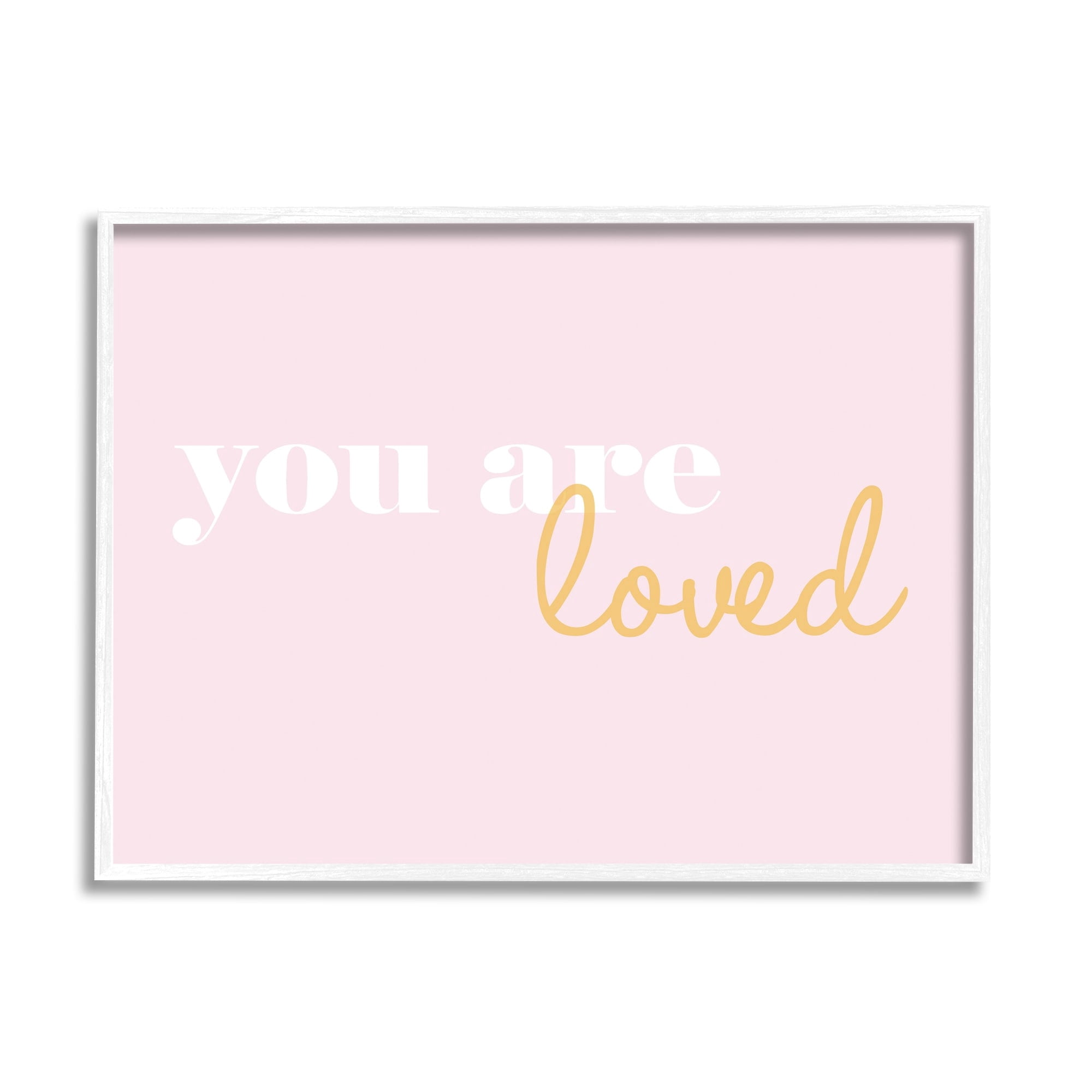 Stupell Industries You Are Loved On Pink Background Graphic Art Framed Art Print Wall Art, 30x24, By House of Lulu