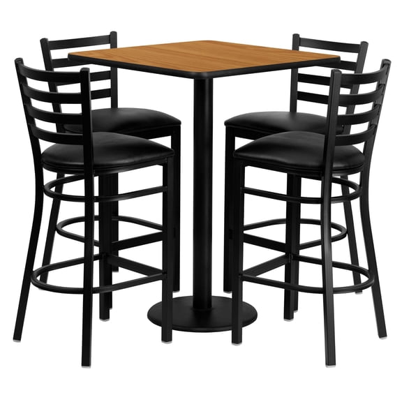 Bowery Hill 5 Piece Square Table Set in Black and Natural