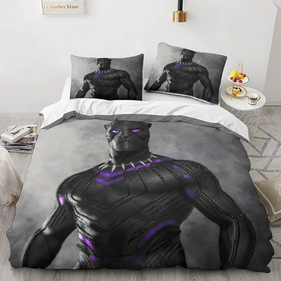 Black and Panther Bed Covers Bedding Set,Modern Printed 2/3-Piece Set Queen Comforter Sets Marvel Bed Linen Bed Sheets
