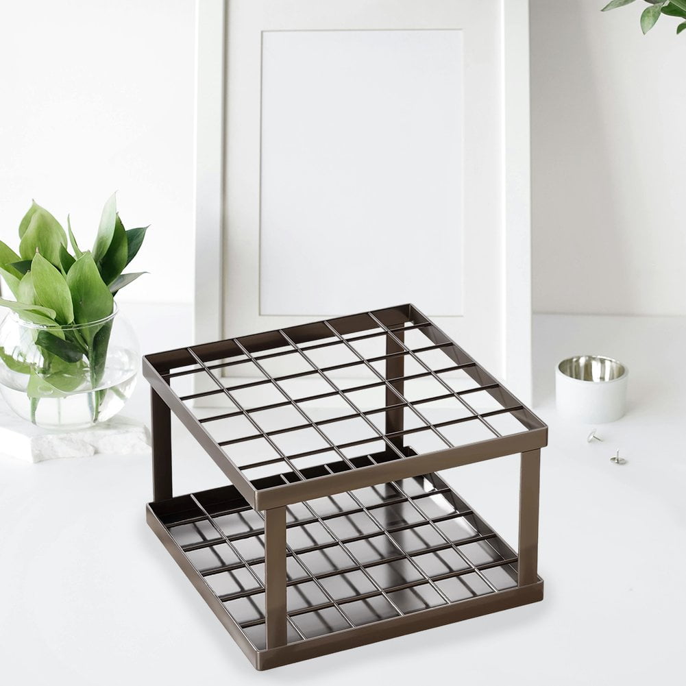 Iron Marker Organizer 36 Holes Paint Brush Holder Square Desktop Storage Box Large Pencil Shelves Makeup Brush Storage Organizer