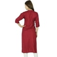 thumbnail image 2 of Bimba Women Button Down Rayon Kurta Kurti 3/4 Sleeve Formal Indian Casual Tunic Top, 2 of 5