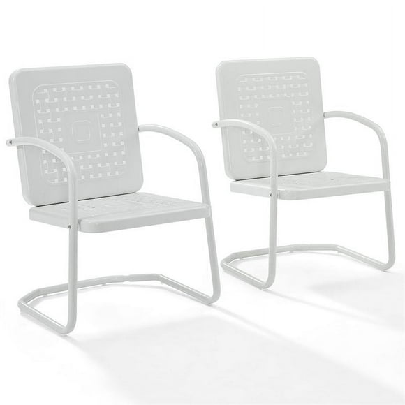 Crosley Furniture Bates Metal Patio Chair in White (Set of 2)