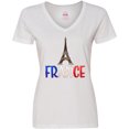 thumbnail image 3 of Inktastic France Eiffel Tower Flag in Text Women's V-Neck T-Shirt, 3 of 5